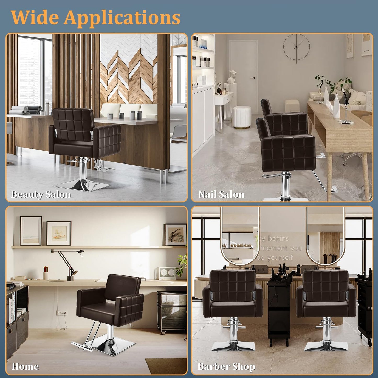 Barber Salon Chair for Barbershop - Load Weight 330 Lbs,Heavy Duty Hydraulic Pump Height Adjustable,360°Swivel with Footrest,Soft Leather with Armrest,Salon Spa,Hair Styling Stylist,Braiding (Brown)