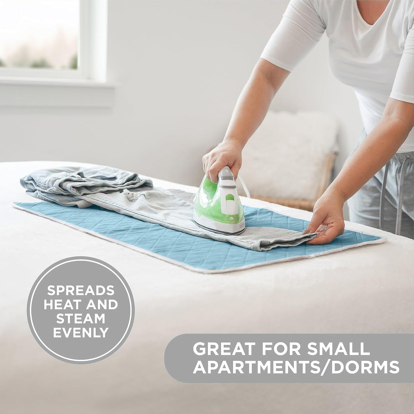 HOLDN’ STORAGE Ironing Mat, Magnetic Laundry Mat, 28.25” x 19”, Blue, Quilted, Washer and Dryer Countertop