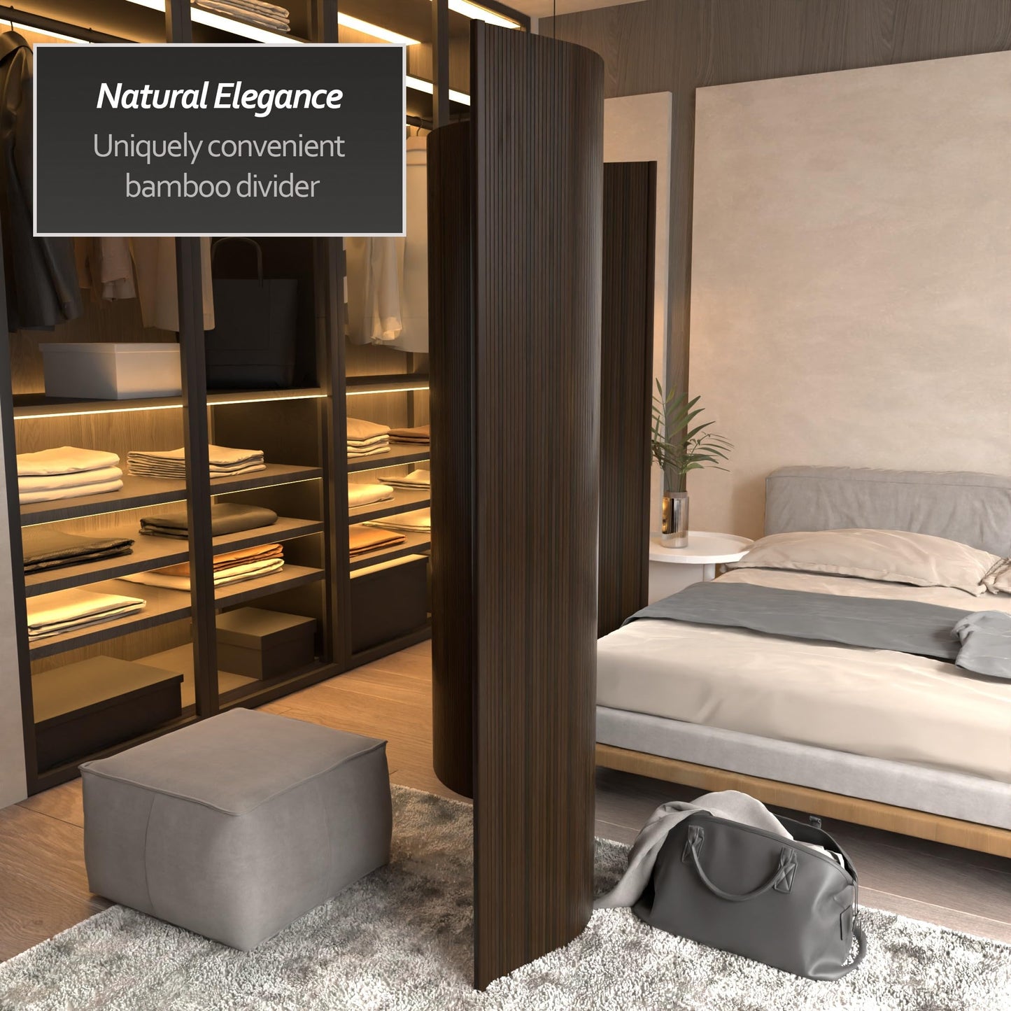 Red Lantern 6 ft. Tall Bamboo Wave Screen - Dark Mocha