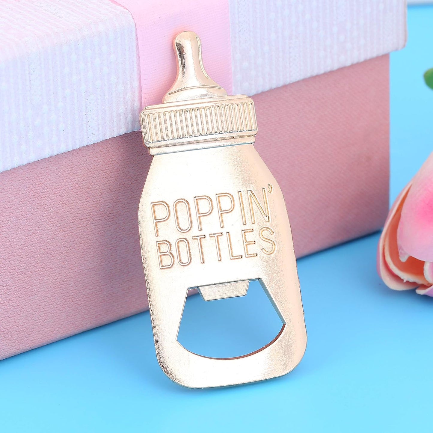 Pack 48 packaging Pack 48) of Baby Shower Return Gifts for Guest Supplies Poppin Baby Bottle Shaped Bottle Opener