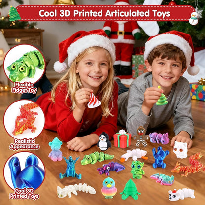FLY2SKY 2025 24 Countdown 3D Advent Calendar for Kids Days Gifts Christmas Calendar Flexible Printd Animals Toys Party