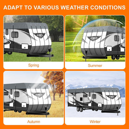 Camper Trailer Rv Roof Cover - Utility Travel Class A/B/C Pop Up Heavy Duty Covers 5th Wheel Sun Shade Motorhome Heat Equipment Motor Home Canopy Waterproof Tarp Heavy Hail Canvas,37.7 FT x12.5 FT