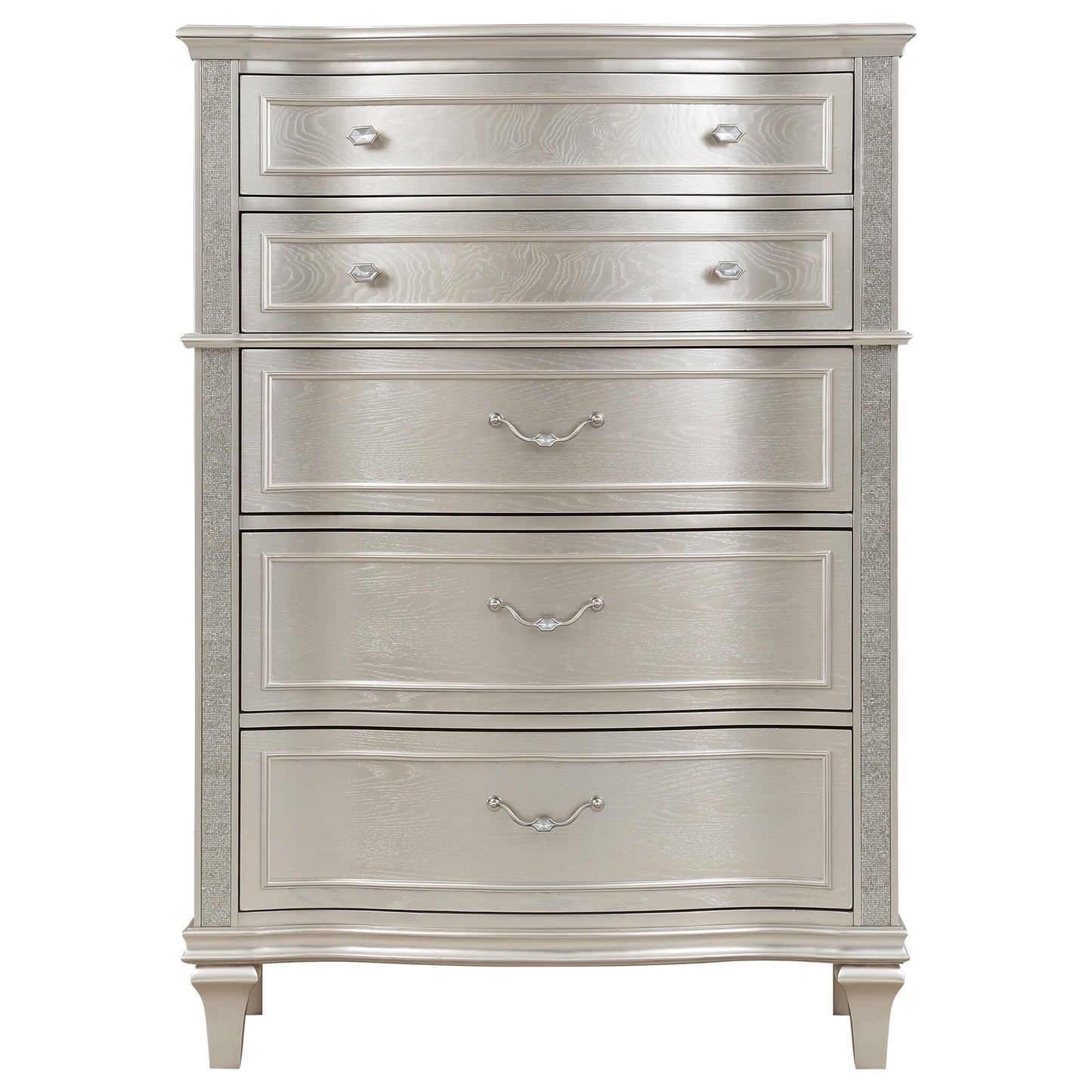Coaster Home Furnishings - Evangeline - Wood - 6-Drawer Chest with Hexagonal-Shaped Knobs and Felt-Lined Drawer - Bedroom - Modern Classic - Silver Oak - 223395