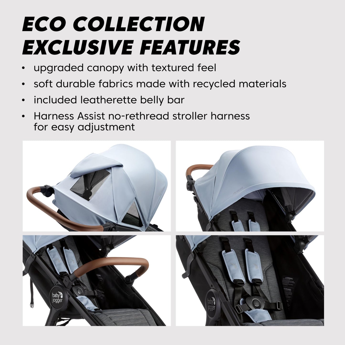 Baby Jogger® City Mini GT2 Single Stroller, Eco-Friendly Series, Baby Stroller with Four-Way Use with the Included Infant Car Seat Adapters, Leatherette Handle and Belly Bar, Slate Fog