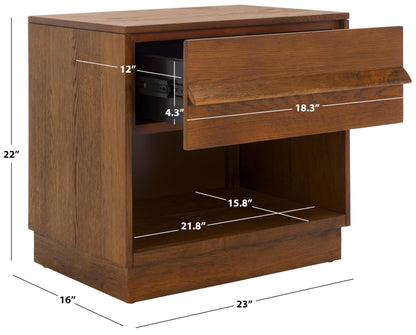 SAFAVIEH Couture Collection Deirdra Medium Oak 1-Drawer 1- Shelf Nightstand (Fully Assembled)
