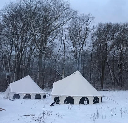 WHITEDUCK Avalon Canvas Bell Tent - Luxury All Season Tent for Camping & Glamping Made from Premium & Breathable 100% Cotton Canvas w/Stove Jack, Mesh (13' (4M), Water Repellent)