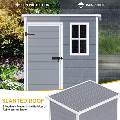 DWVO 5x3 FT Outdoor Storage Shed with Reinforced Floor, All-Weather Resin Storage Shed with Lockable Door & Window, Waterproof Plastic Tool Storage for Garden, Backyard, Patio, Lawn