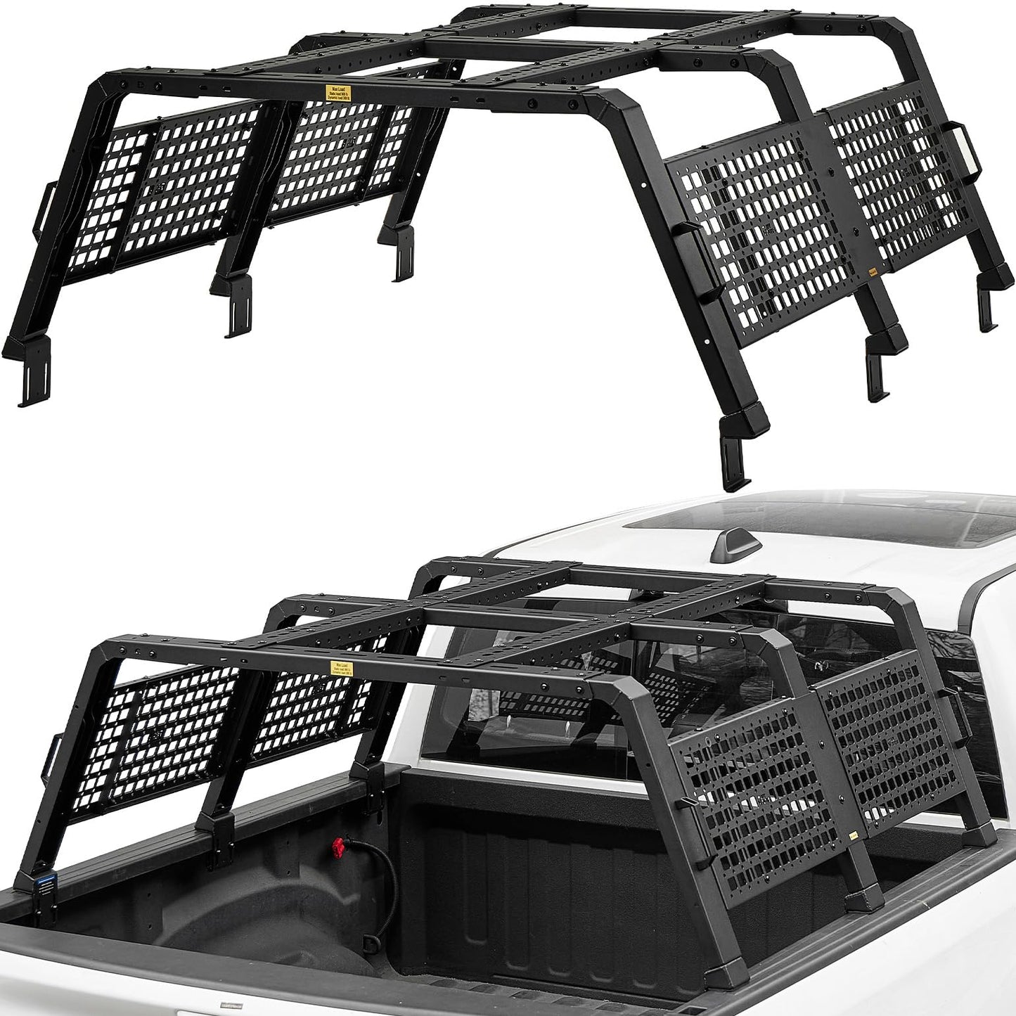 JOYTUTUS Full Size Truck Bed Rack Adjustable Overland Rack Compatible with F150 F250 F350 Silverado Sierra Ram Tundra Truck Rack for Kayak, Roof Top Tent