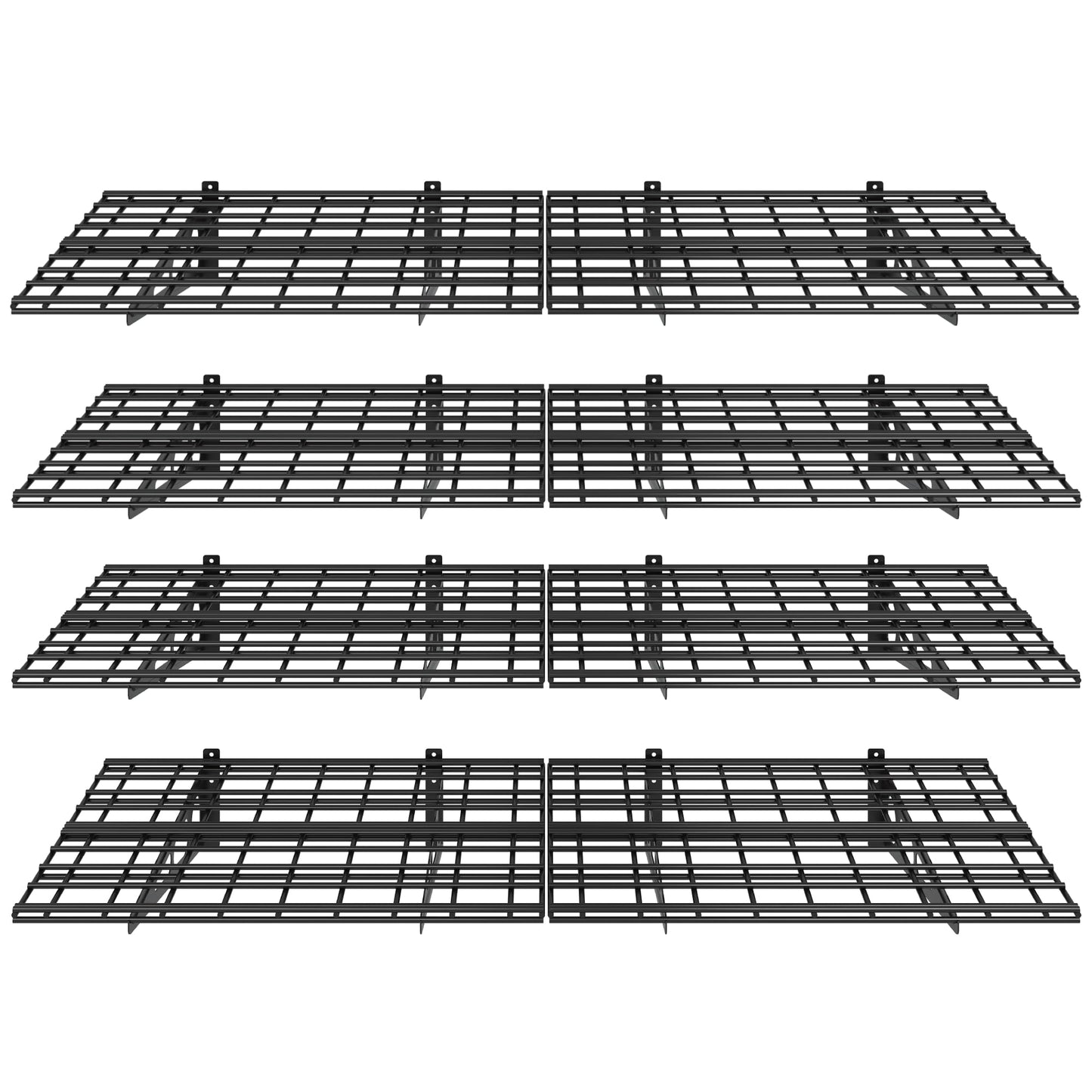 FLEXIMOUNTS 4-Pack 2x6ft 24-inch-by-72-inch Wall Shelf Garage Storage Rack Floating Shelves, Black, Classic Series