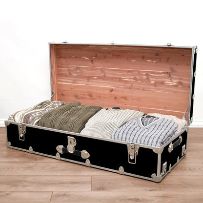 Rhino Trunk & Case Aromatic Cedar Trundle Trunk with Wheels - 44”x20”x12” Home Storage Chest Trunk - USA Made Secure Under Bed Footlocker for Clothes, Blankets & Pillows - Underbed Shoe Storage Box