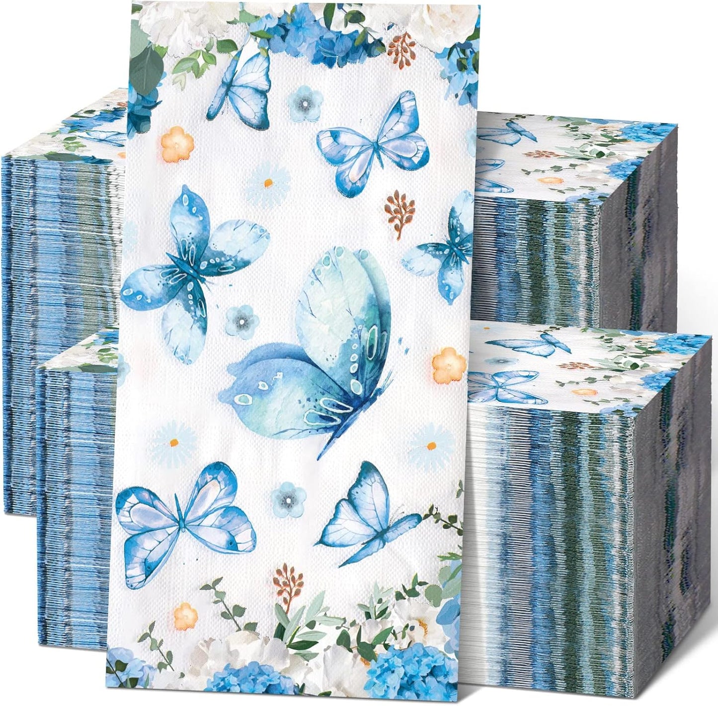 200 Packs Summer Spiareal Disposable Hand Towels for Guests Bulk Bathroom Napkins Butterfly Floral Hand Towels