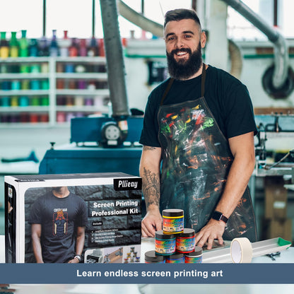 Pllieay 73 Pieces Screen Printing Kits, All-in-One Silk Screen Printing Kit, Screen Print Supplies Includes UV LED Exposure Screen Printing Light