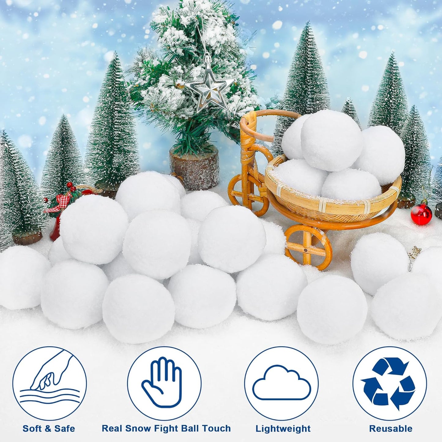 Skiennix 36 PCS Plush Snow Balls - Soft Indoor Snowball Fight Set for Kids | Perfect for Winter Fun