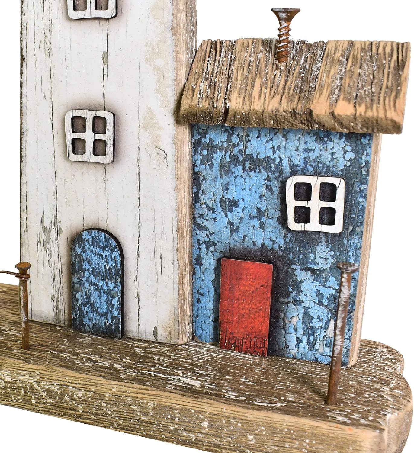 Decorative Lighthouse for Home Decor, 10.16" H Rustic Wood Light House Sculpture, Nautical Beach Tabletop Centerpiece