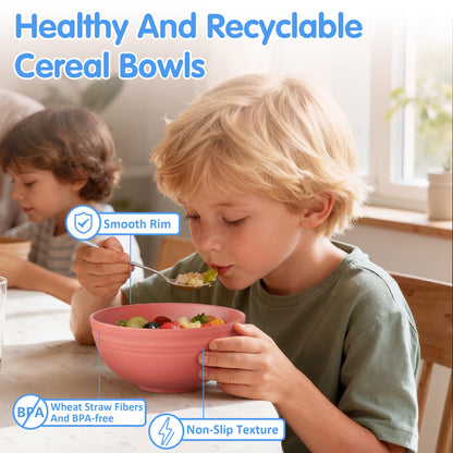 Quatish 10 PCS Unbreakable Cereal Bowls,Dishwasher & Microwave Safe Wheat Straw Bowls, Easy-to-Clean Lightweight Desserts & Soup Bowl, Portable for Picnics ，Snack Plastic Bowls Set，Multi-Color