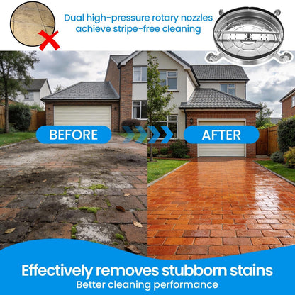 2000-4500 PSI 24" Power Washer Surfaces Cleaner, Upgraded Twin Handle Pressure Washer Attachment with 4 Universal Wheels, Splash Guard & Built-in Filter for Driveways Patios Decks