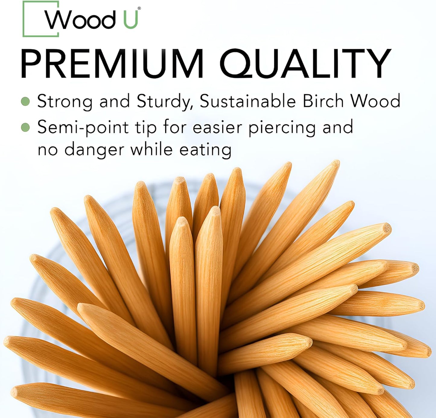 Wooden Candy Apple Sticks - 5.5"x3/16", Disposable 100 Pcs Cocktail Picks and Toothpicks for Appetizers