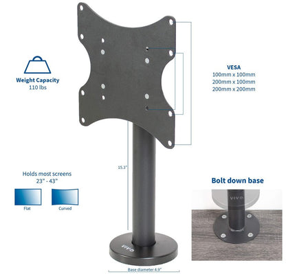 VIVO Swivel Bolt-Down TV Stand for 23 to 43 inch Screens, Desktop VESA Mount, Sturdy Tabletop TV Display STAND-TV00M2