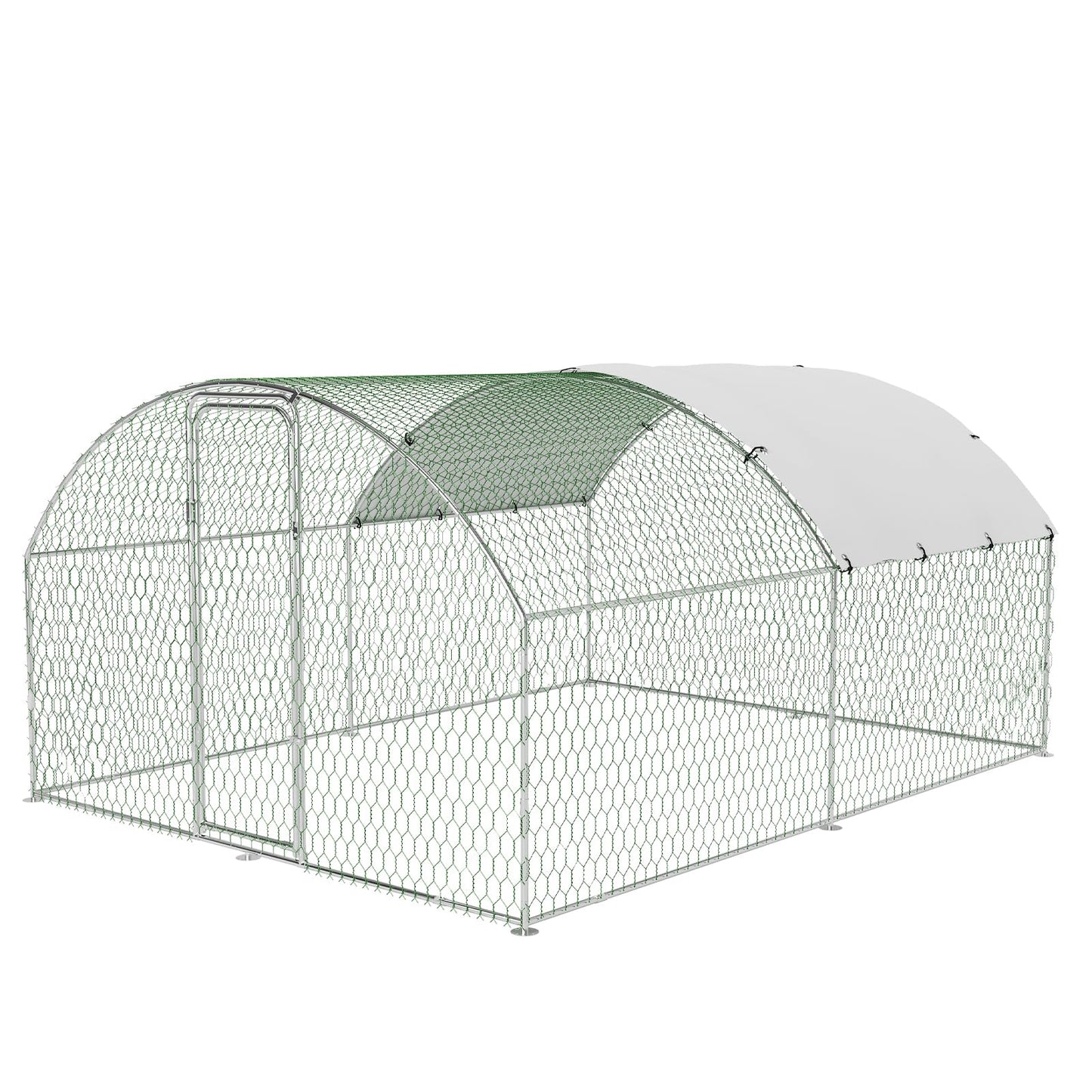 9.8'x13.1'x6.5' Large Metal Chicken Coop Walk-in Poultry Cage, Outdoor with Waterproof Anti-UV Cover & Galvanized Frame, Chicken Run for Backyard Farm, Ducks, Rabbits