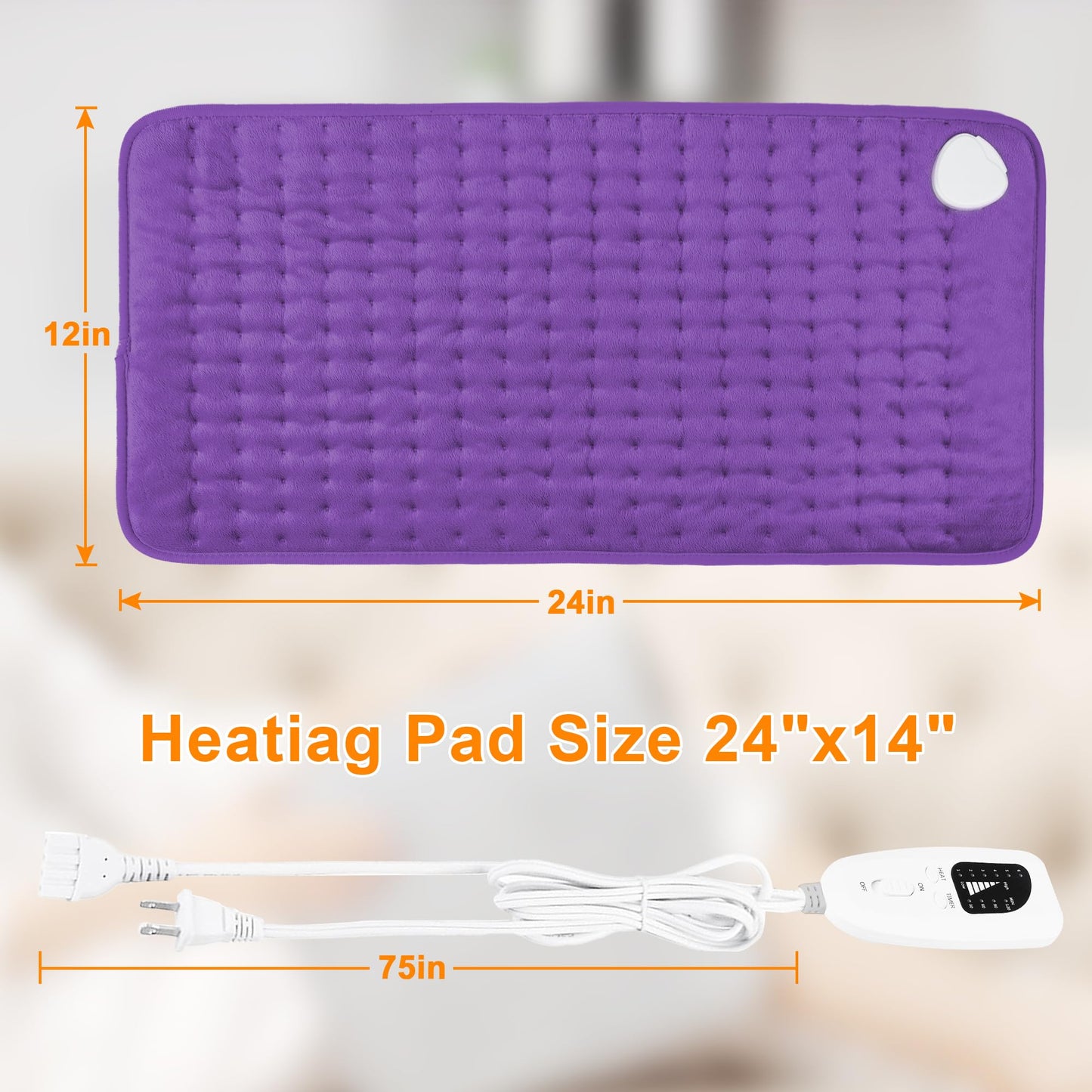 Heating Pad,Electric Heating Pads for Back,Neck,Abdomen,Moist Heating Pad for Shoulder,Knee,Arms,Legs,Dry/Moist Heat & Auto Shut Off,Birthday Gifts for Men and Women(Light Gray, 24''×12'')