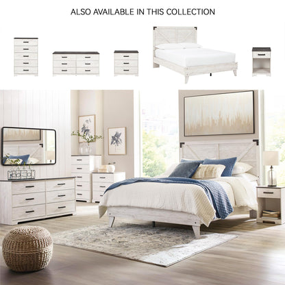 Signature Design by Ashley Shawburn Rustic 5 Drawer Chest of Smooth-Gliding Drawers and Safety Stop, White & Gray