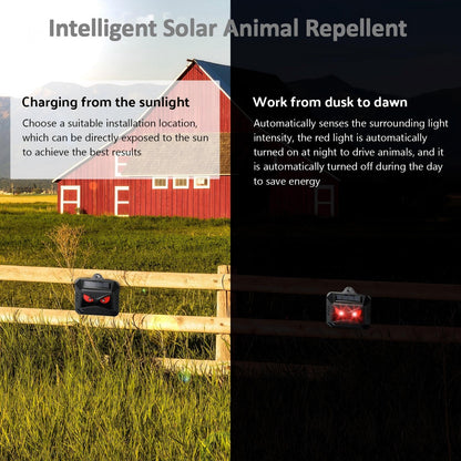 Kittmip Solar Control Light Nocturnal Animal Repeller Outdoor Deterrent Devices Light Sensor Animal Repellent for Skunk Deer Coyote Fox Raccoon Cat Garden Yard Farm Chicken Coop (18, Black)