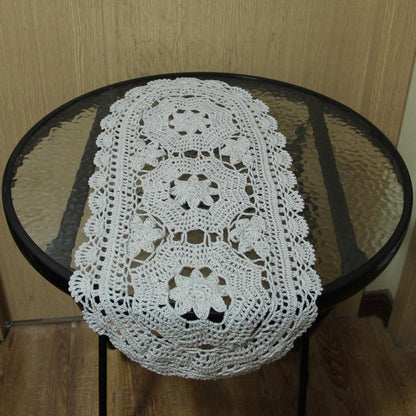 BIBITIME Handmade Crochet Lace Doilies, 10" x 22", Light Grey, Pack of 1 PC for Home Kitchen