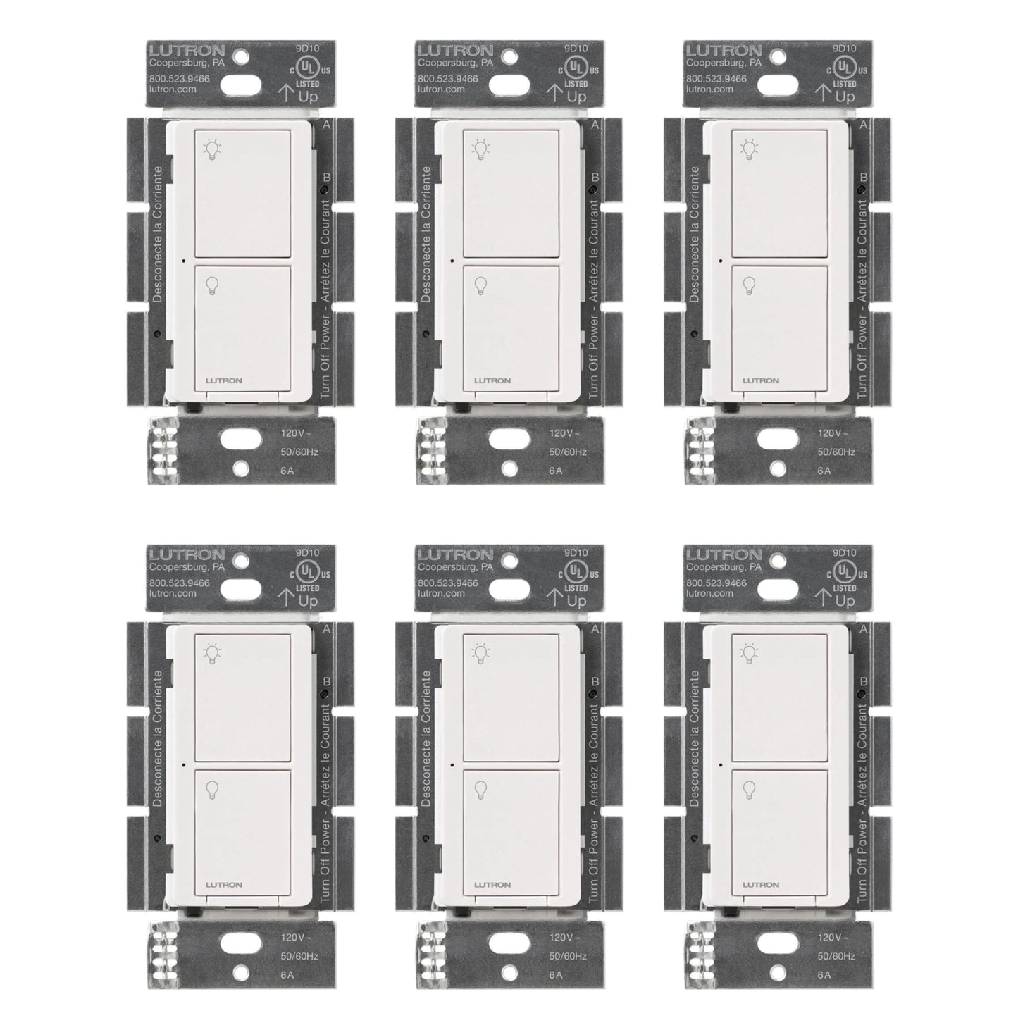 Lutron Caseta Original Smart Light Switch (Lutron Smart Hub Required), for Home, LED Lights, and Fans, 6 Amp, Single-Pole/3-Way, Neutral Required, PD-6ANS-WH, White