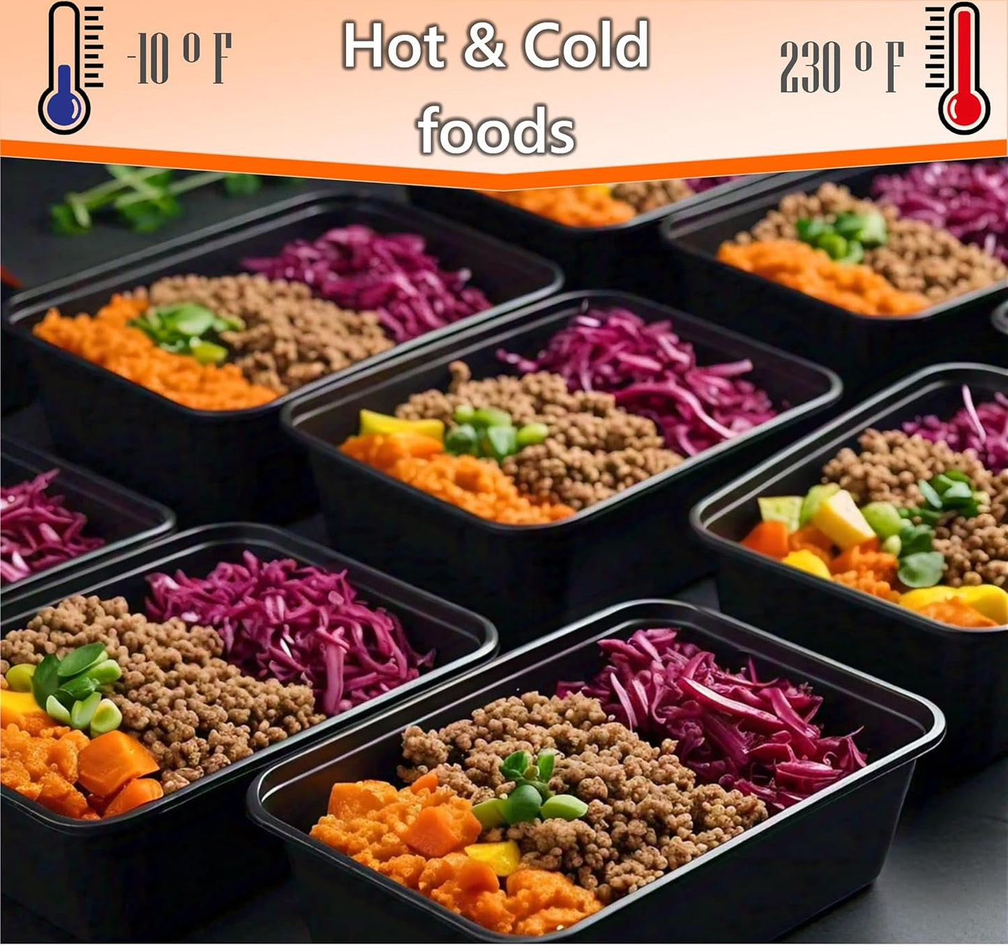 Mr Miracle 50 Pack Meal Prep Containers with Lids, 32 Oz Leakproof Take Out Containers, Microwave & Freezer Safe for