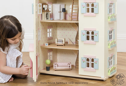 Le Toy Van - Gorgeous Cherry Tree Hall Large 4 Storey Wooden Doll House Play Set For Girls or Boys | Great As A Gift | Suitable for Ages 3+