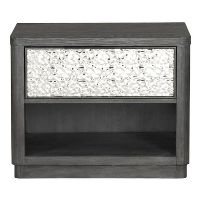 Furniture of America Selyra Modern Contemporary Solid Wood 30-inch 1-Drawer Nightstand with USB Ports, Sealed Back, English Dovetail, Ball-Bearing Glides, No Assembly for Bedroom, Guest Room, Ash Gray