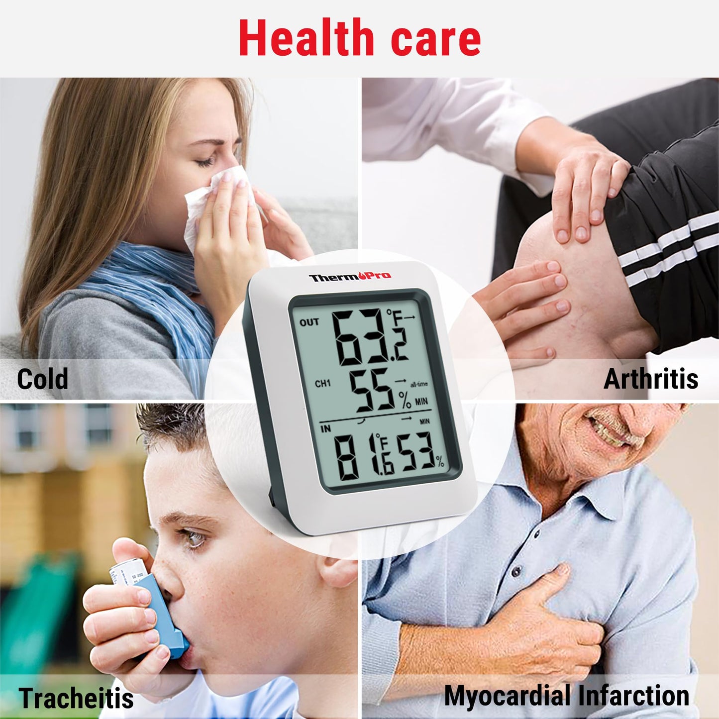 ThermoPro TP60 Digital Hygrometer Outdoor Thermometer Wireless Temperature and Humidity Gauge Monitor Room Thermometer with 500ft/150m Range Humidity Meter