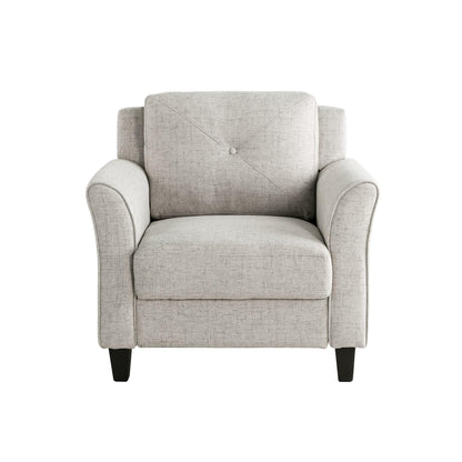 Studio Living Harrington 35.4" Arm Chair, Transitional Modern, Pocket Coil Comfort, Easy Assembly, Woven Fabric, Beige