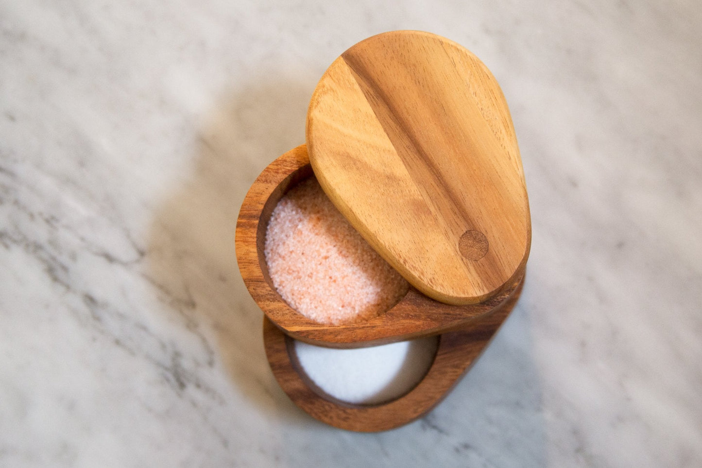Ironwood Gourmet Double Layer Swivel Salt Cellar Box, Acacia Wood
