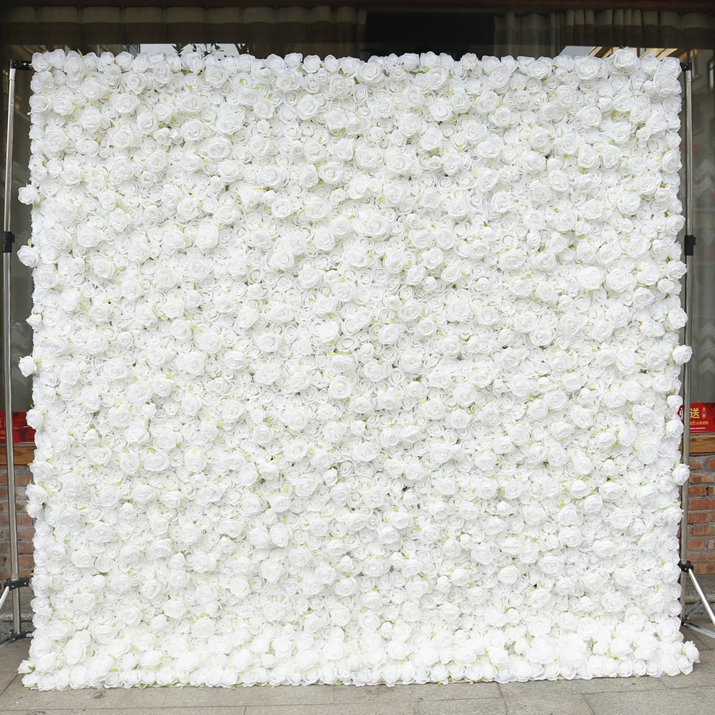 UYCVT Handmade Romantic White Rose Flower Wall Large Artificial Flower Wall Backdrop Panels, Wedding Backdrop 3D Floral Wall Fabric Flower Wall for Party Baby Shower Bridal Wed-1m*1m/3.28 * 3.28FT