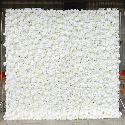 UYCVT Handmade Romantic White Rose Flower Wall Large Artificial Flower Wall Backdrop Panels, Wedding Backdrop 3D Floral Wall Fabric Flower Wall for Party Baby Shower Bridal Wed-1m*1m/3.28 * 3.28FT