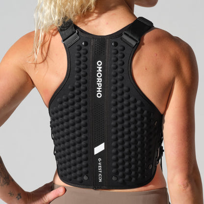 OMORPHO Women's G-Vest, 6 lb (up to 12 lb with addition of G-Pack), weighted vest for women, low-profile, fully adjustable, comfort fit. Great for walking, hiking, running and training. (Black, S-M)