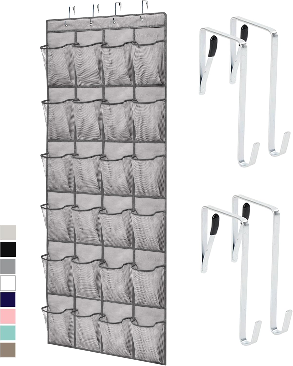 24 Closet 40 lbs, Closets GORILLA GRIP Over the Door Shoe Organizer, Large Breathable Mesh Pockets, Space Saving
