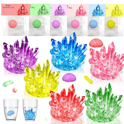 24 Pack Valentines Day Gifts for Kids - Crystal Growing Science Kit with Valentine Cards, Unique Class Classroom Exchange Cards, School Party Favors and Goodie Bags Stuffers for Girls Boys