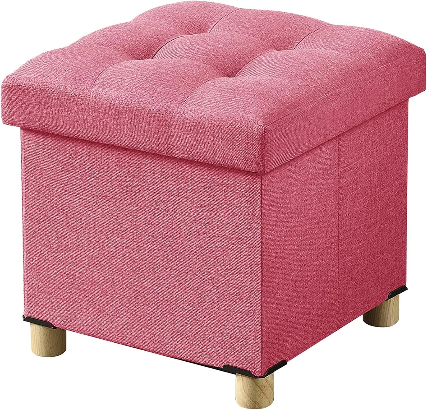 15 Inches BRIAN & DANY Ottoman with Storage, Square Small Storage Ottoman Foot Rest with Legs, Ottomans Foot Stool