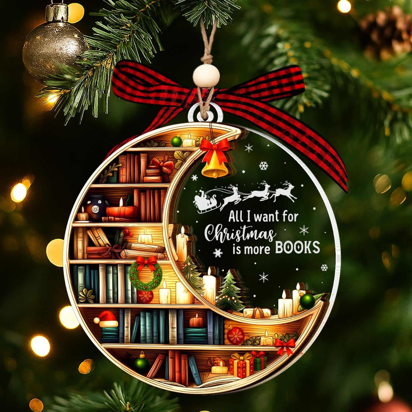 2025, 2025 Bookshelf Ornament, Book Ornaments for Christmas Tree Unique Book Christmas Ornaments Gifts for Boys, Girls