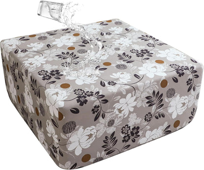 20"-22" Stretch Ottoman Cover Rectangular Waterproof Medium Printed Footstool Cover Fit Width Foot Stool Ottoman