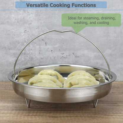 EIKS Stainless Steel Mesh Steamer Basket with Easy Lift Handle for Steaming Vegetables Dumplings Seafood Eggs (8.0" Diameter)