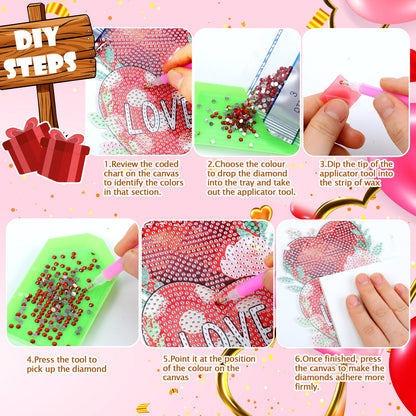 Cinnvoice 12 Pcs Seasonal Diamond Art Wreath Kits Holiday 5d DIY Diamond Painting Signs Germ Hanging Art Ornaments for Wall Door Decorations (Vertical)