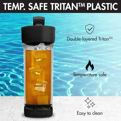 Primula Press and Go Iced Tea Maker - Travel Tumbler, Infuser Bottle, 16-Ounce, Black, Dishwasher Safe