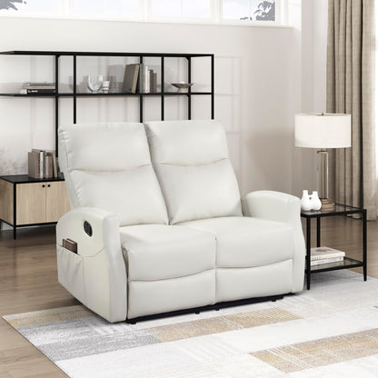 Lexicon Manual Reclining Loveseat, Faux Leather Loveseat Recliner, Wall Hugger, Magazine Pocket, Manual Dual Recliners for Living Room/Theater Seating/Apartment, Easy Assembly, Beige