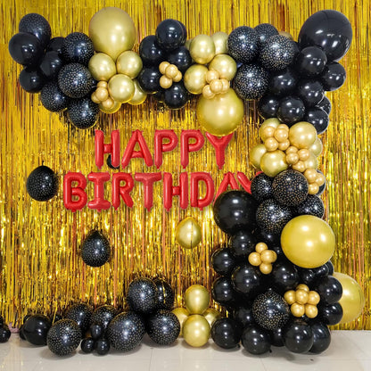 Skiennix 100 Pcs Black and Gold Balloons - 12 Inch Metallic Latex for Birthday & Graduation Decor