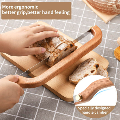Uprichya Bread Knife for Homemade Bread Sourdough, Serrated Bread Slicer & Bread Bow Knife with Ergonomic Grip for Easy, Clean & Even Slicing