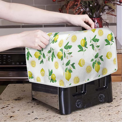 Toaster Cover 2 Slice, Lemon Theme Small Appliance Cover for Kitchen, Dust and Fingerprint Protection