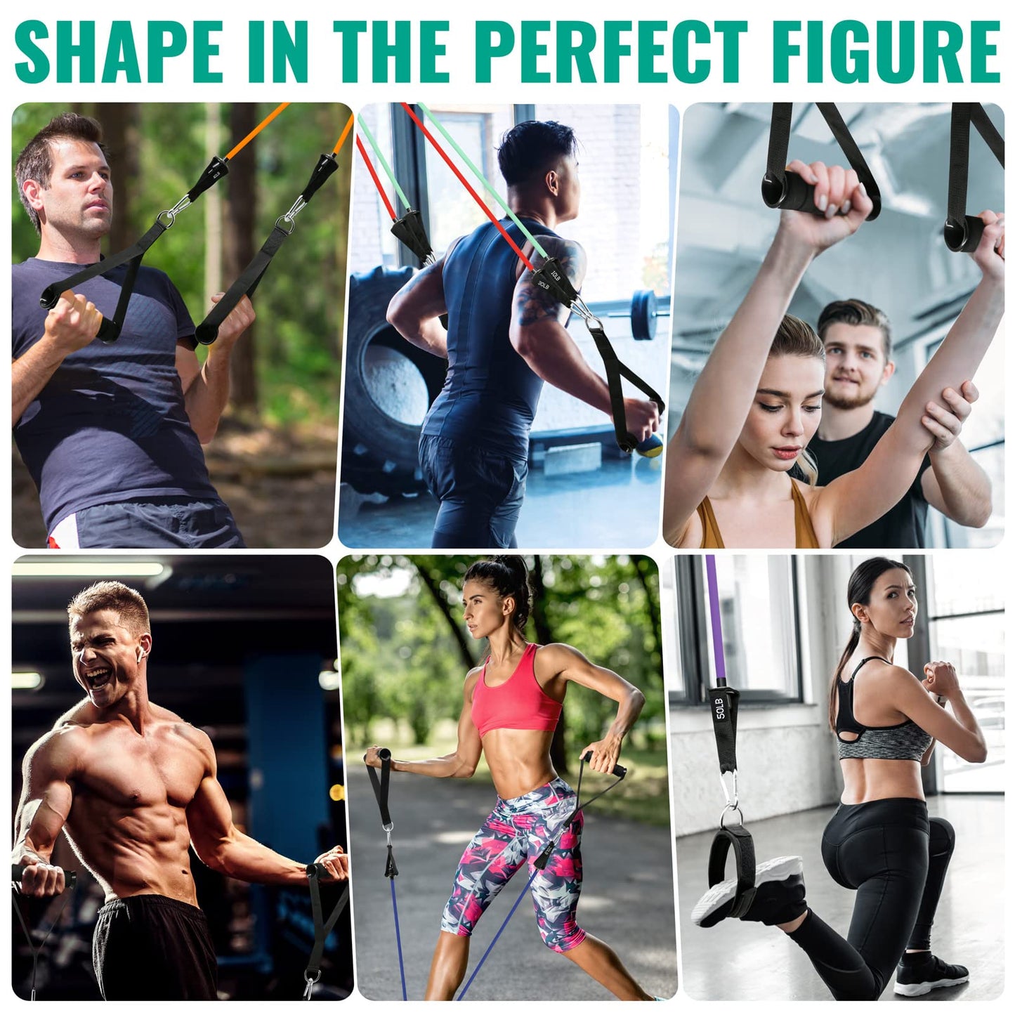 Aihoye Resistance Bands for Working Out, Exercise Bands with Handles, Stretch Bands for Exercise, Workout Bands with Door Anchors for Physical Therapy & Strength Training